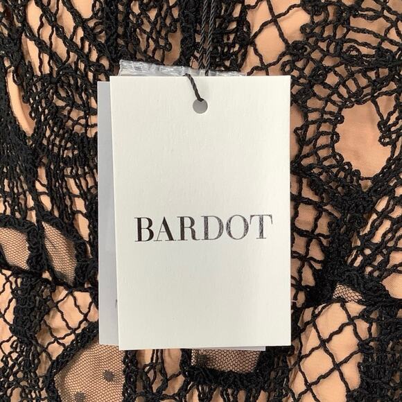 Bardot Size XS Black Zendaya Mini Lace Dress Off Shoulder Long Sleeve OS18-12 - Picture 9 of 10